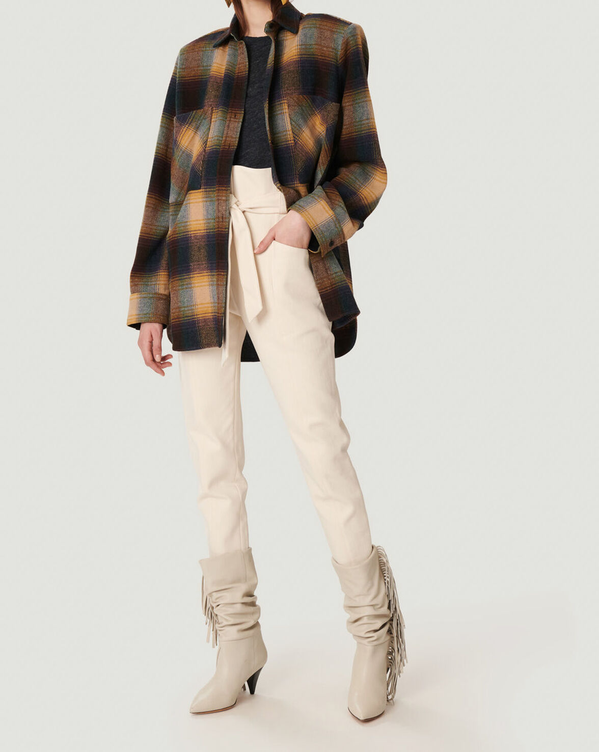 MINSI OVERSIZED FADED PLAID OVERSHIRT image number null